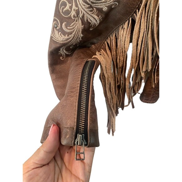 Affliction Willow Jacket (Limited Edition) Embossed Leather with Fringe Sz S NWT - Picture 7 of 10